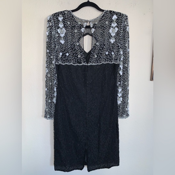 Stunning Laurence Kazar Long Sleeve Beaded Silk Dress - Picture 4 of 16